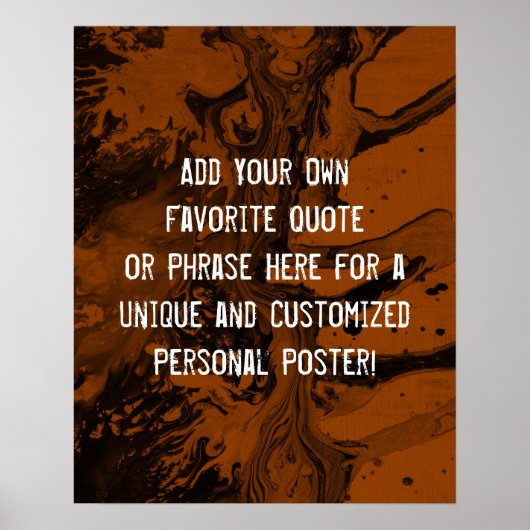 を追加カスタム引用文黒大理石、濃い焦げオレンジ ポスター (正面)