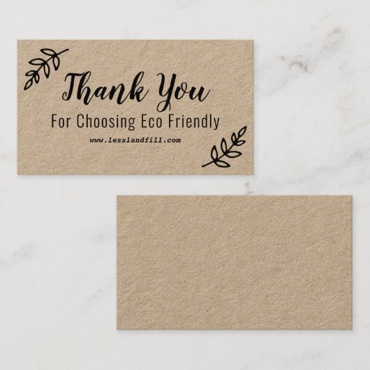 〜を選んでくれてありがとう環境にやさし。 名刺 (正面/裏面)