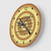 ～を音楽シートに収める～金ゴールド背景にする  ラージ壁時計 (傾斜)