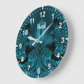 ~を驚かせ!フラクタルパターン緑と黒~ ラージ壁時計 (傾斜)