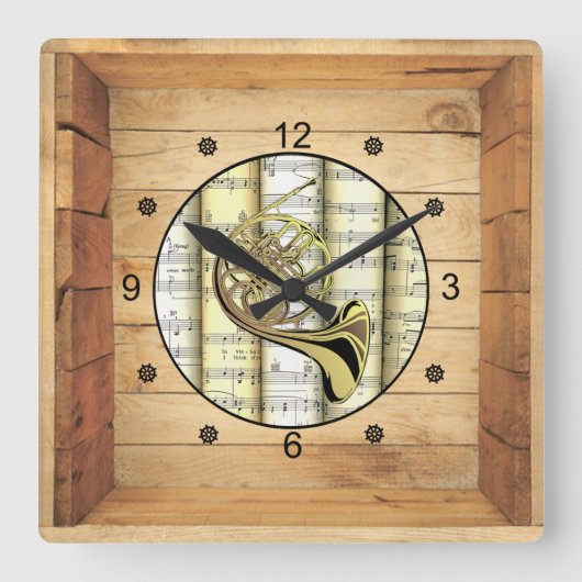 〜を3フランスの次元〜フォークアートボックス〜 スクエア壁時計 (正面)