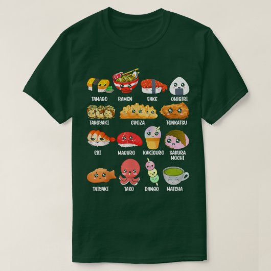 アおもしろい日本のジアかわいいラーメンすしJ Tシャツ (デザイン正面)