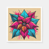 アはっきりしたカラフルポップ・アートのートポインセチアDecompage Napkins スタンダードカクテルナプキン (正面)