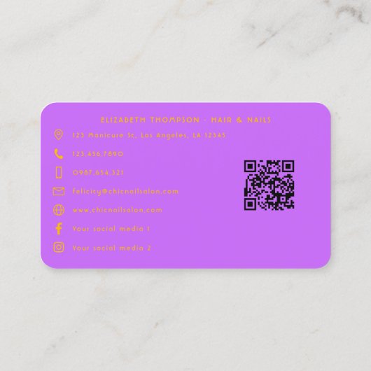 アはっきりしたフカラフルリカ米爪、 ネイルボス 名刺 (裏面)