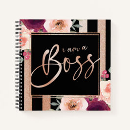 アイアムアボスフローラブラックバラ金ゴールドグリッター ノートブック