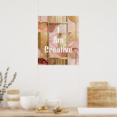 アイアムクリエイティブピーチピンクマーブルゴールドフォイル ポスター (キッチン)