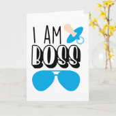 アイアムボスおもしろい男の赤ちゃんプリント カード (黄色い花)