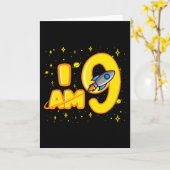 アイアム9歳9誕生日ボーイ宇宙誕生日 カード (黄色い花)