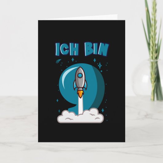 アイアム9歳9誕生日ボーイ宇宙誕生日 カード (正面)