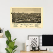 アイアンウッド、MIパノラママップ – 1886 ポスター (ホームオフィス)