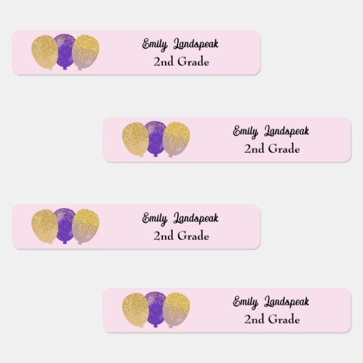 アイアンオンパープルグリッターパーティーバルーン ラベル (グループ)