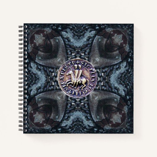 アイアンクロスブラック上の騎士テンプラのシール ノートブック (正面)