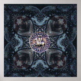 アイアンクロスブラック上の騎士テンプルのシール ポスター