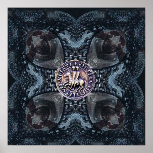 アイアンクロスブラック上の騎士テンプルのシール ポスター (正面)