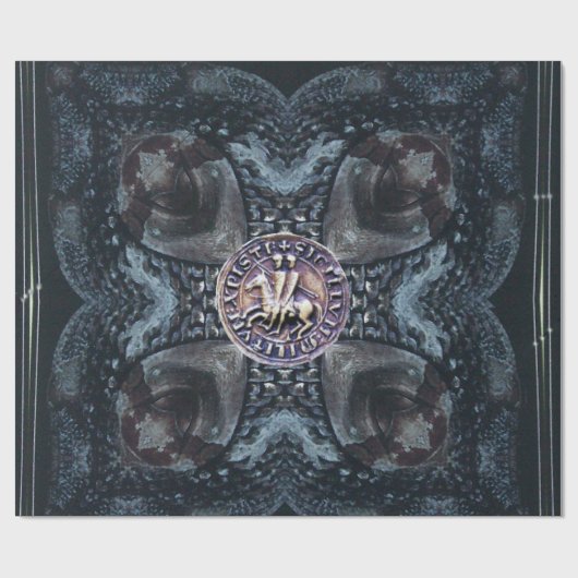 アイアンクロスブラック上の騎士テンプルのシール ラッピングペーパー (フラット)