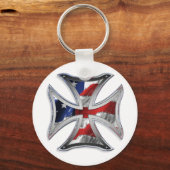 アイアンクロス(アメリカ国旗あり) キーホルダー (正面)