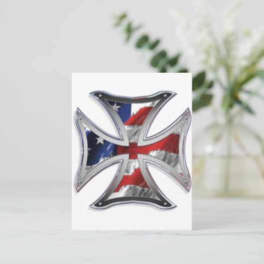 アイアンクロス(アメリカ国旗あり) ポストカード (スタンド正面)