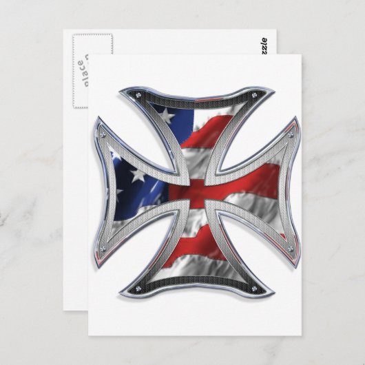 アイアンクロス(アメリカ国旗あり) ポストカード (正面/裏面)