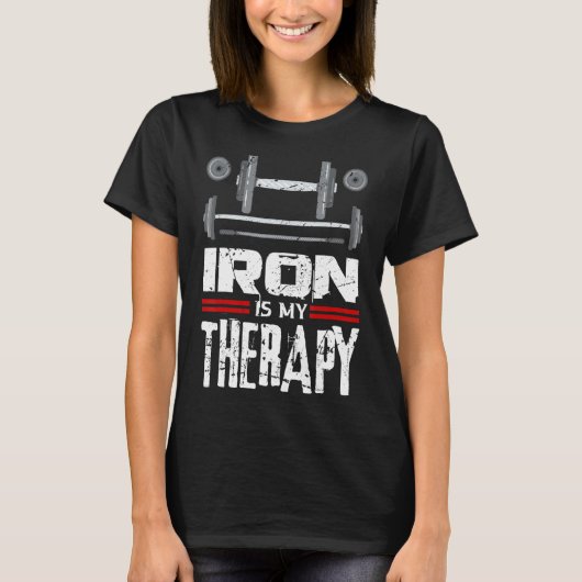 アイアンズマイセラピースポーツボディビルジムトレーニング Tシャツ (正面)