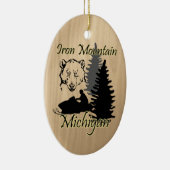 アイアンマウンテンミシガンスノーモービルベアセラミック セラミックオーナメント (右)
