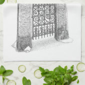 アイアンライオンゲート皿タオル キッチンタオル (折り畳み)