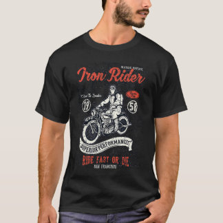 アイアンライダーモーターサイクリストとバイクもしくは自転車に乗る人 Tシャツ