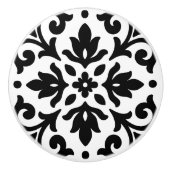 アイアンレースブラック&ホワイトヴィンテージダマスク セラミックノブ (正面)