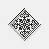 アイアンレースブラック&ホワイトヴィンテージ スタンダードカクテルナプキン (角)