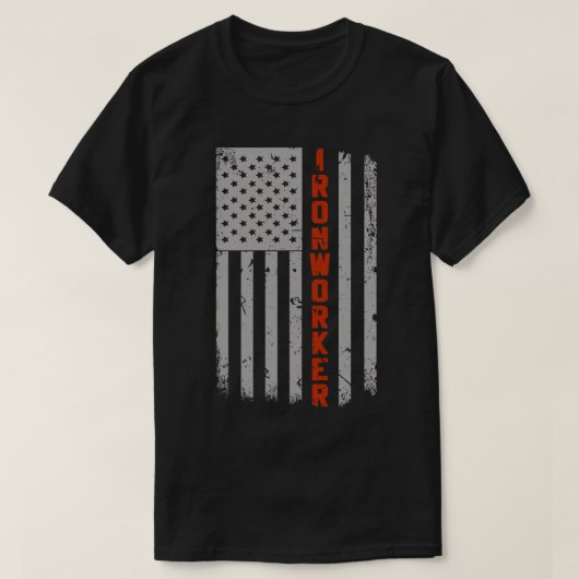 アイアンワーカーアメリカ国旗のプライド Tシャツ (デザイン正面)