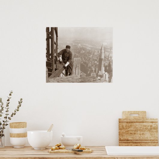 アイアンワーカーエンパイアステート建物1930 ポスター (キッチン)