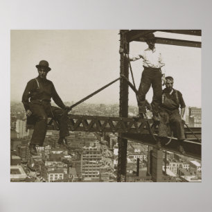 アイアンワーカーヴィンテージNYC建物超高層ビル ポスター