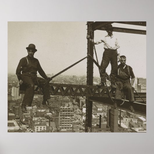 アイアンワーカーヴィンテージNYC建物超高層ビル ポスター (正面)