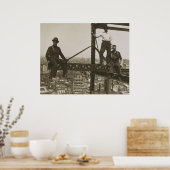 アイアンワーカーヴィンテージNYC建物超高層ビル ポスター (キッチン)