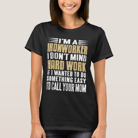 アイアンワーカー 頑張ります ボールドライン Tシャツ (正面)