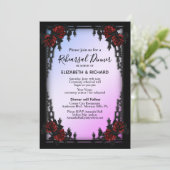 アイアン ゴシック レッド ローズ パープル リハーサル ディナー 招待状 (スタンド正面)