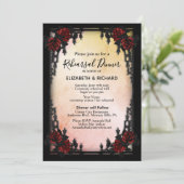 アイアン ゴシック レッド ローズ ピーチ リハーサル ディナー 招待状 (スタンド正面)