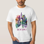 アイアン・ラング・アート - 花柄の芸術的な肺のイラスト Tシャツ (正面)