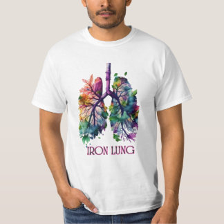 アイアン・ラング・アート - 花柄の芸術的な肺のイラスト Tシャツ