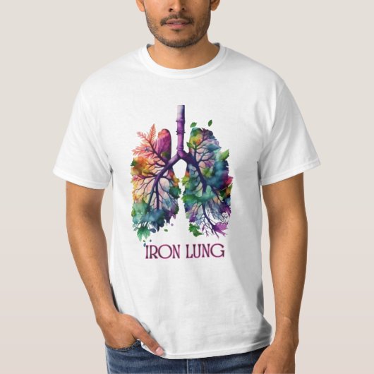 アイアン・ラング・アート - 花柄の芸術的な肺のイラスト Tシャツ (正面)