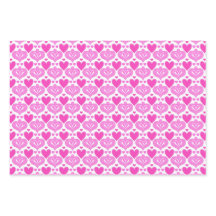 アイアートピンクハートホワイトラッピング紙