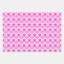 アイアートピンクハートホワイトラッピング紙 ラッピングペーパーシート