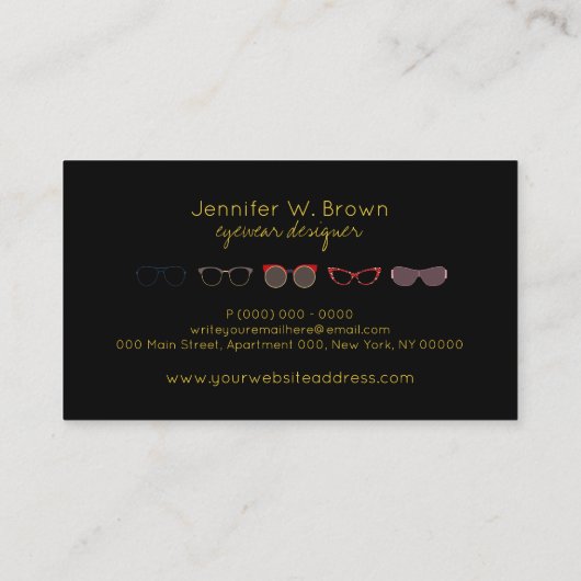 アイウェアスペシャリストグラスブラックイエローオプティシャン 名刺 (裏面)