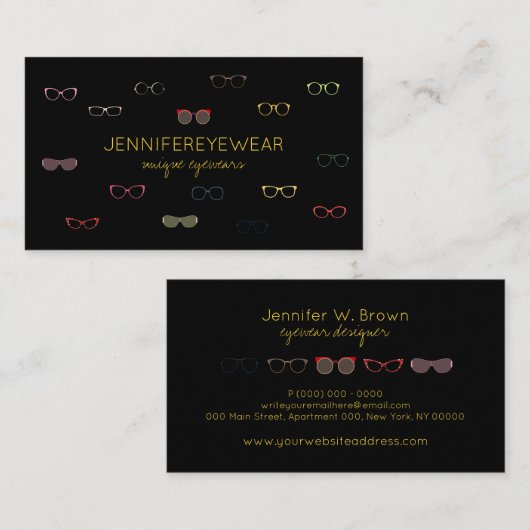 アイウェアスペシャリストグラスブラックイエローオプティシャン 名刺 (正面/裏面)