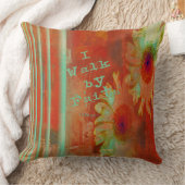 アイウォークバイフェイスオレンジ/ティール(緑がかった色)ガーベラ装飾用クッション クッション (ブランケット)