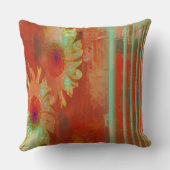 アイウォークバイフェイスオレンジ/ティール(緑がかった色)ガーベラ装飾用クッション クッション (裏面)