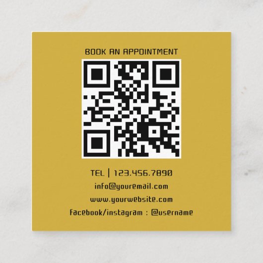 アイエレガントフェザー黒金ゴールドメイクアップMUA スクエア名刺 (裏面)