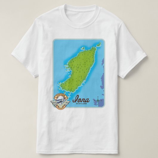 アイオナ スコットランド 地図 Tシャツ (デザイン正面)