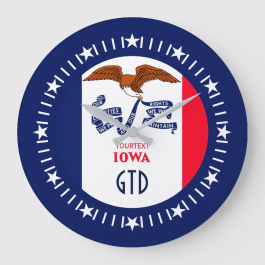 アイオパーソナライズされたワ州旗デザインオン ラージ壁時計 (正面)