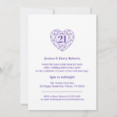 アイオライト ハート 記念日 21年 写真 紫 招待状 (裏面)