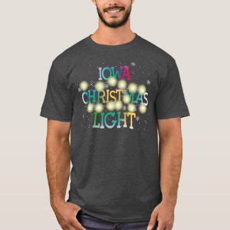 アイオワおもしろい州クリスマスライトパジャマキュートティー Tシャツ